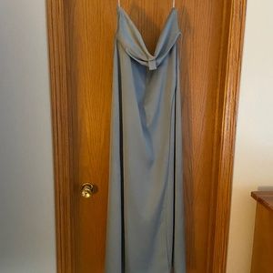 BHLDN Remy Cowl-Neck Faux-Wrap Satin Gown